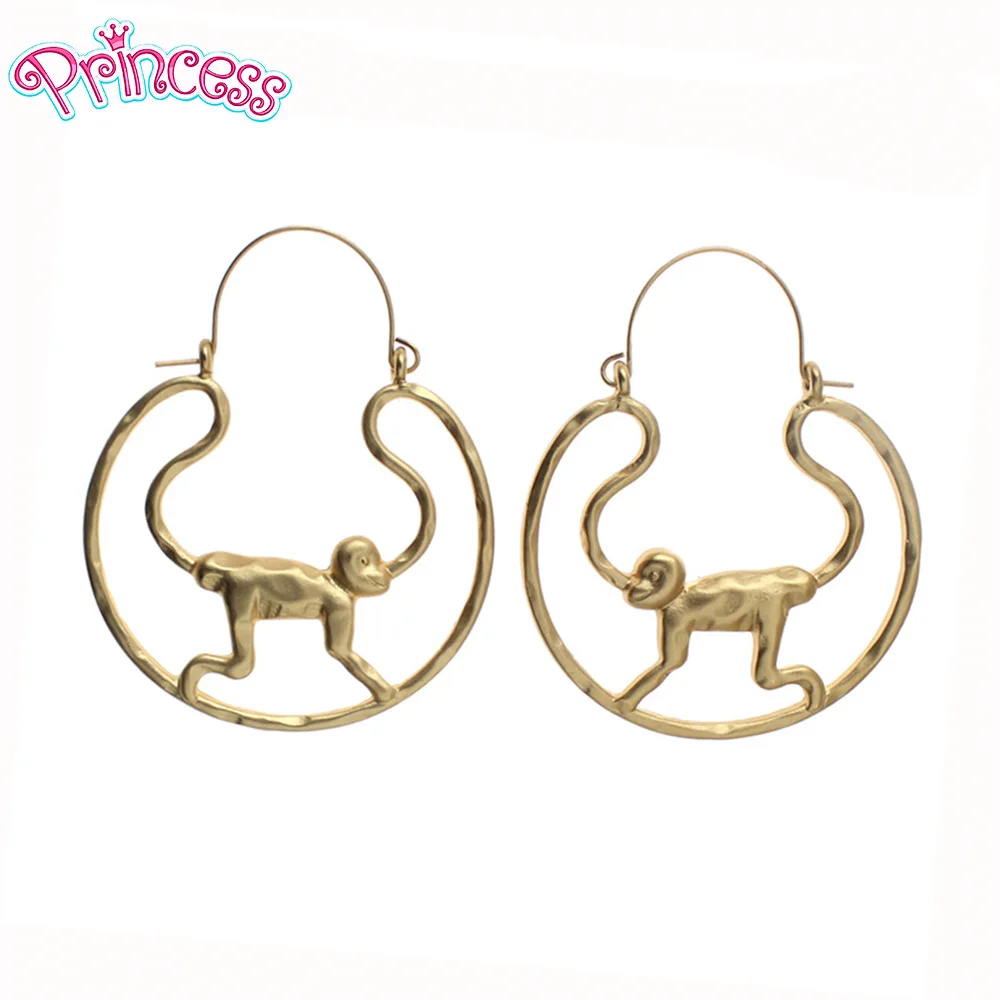 PrinSis Women's Fashion Gold Symmetry Monkey 2.1"X1.7" Hoop Earrings Jewelry Gift For Girls Lady Wholesale ZE18 
PrinSis Women's Fashion Gold Symmetry Monkey 2.1"X1.7" Hoop Earrings Jewelry Gift For Girls Lady Wholesale ZE18