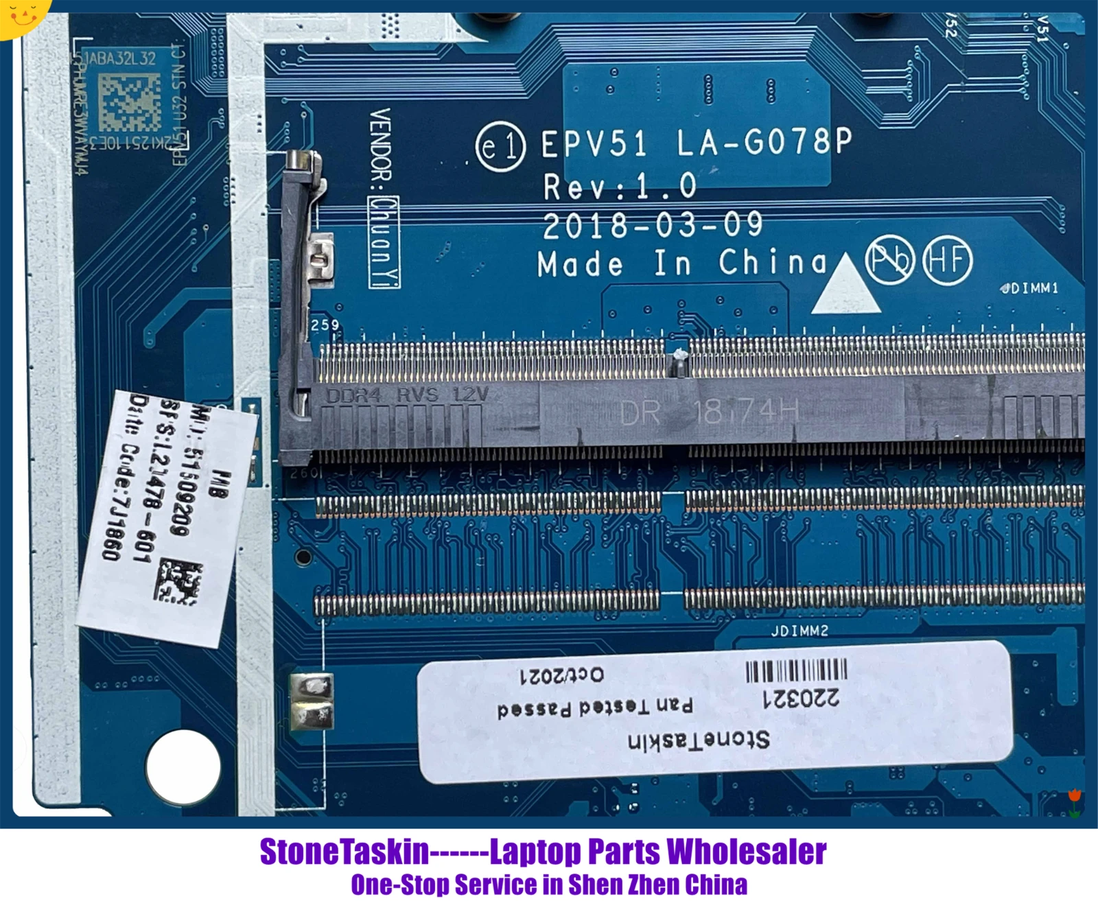 Оригинальная материнская плата StoneTaskin для ноутбука HP 15-DB 15T-DB с процессором A6-9225 |