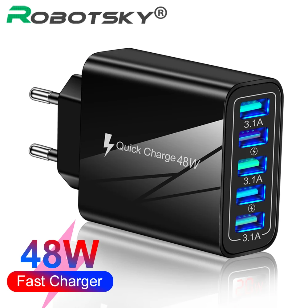 Универсальное зарядное устройство USB на 5 портов, 48 Вт
Универсальное зарядное устройство USB на 5 портов, 48 Вт