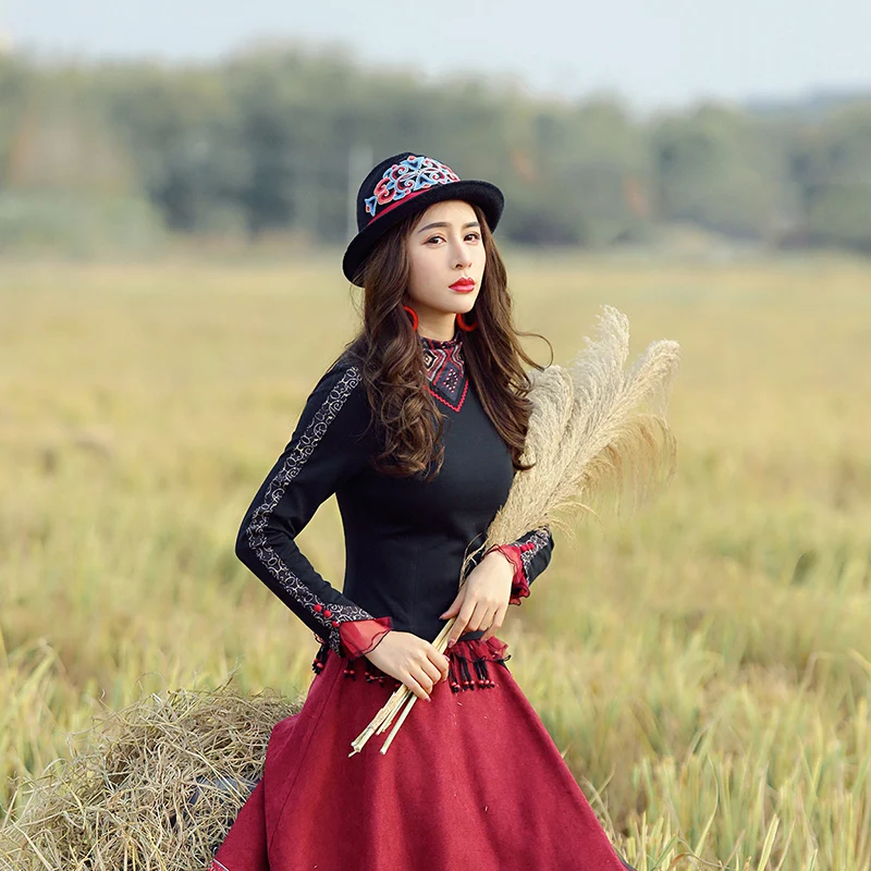 Retro National Wind Shirt t-shirt High Collar printed small shirt holiday autumn and winter clothing, clothing, sets of skirts 
Retro National Wind Shirt t-shirt High Collar printed small shirt holiday autumn and winter clothing, clothing, sets of skirts