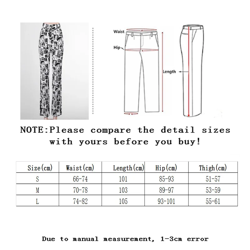 Vangull Trousers Autumn High Waist Comic Print Full Length Women's Streetwear Fashion Casual Wide Leg Black And White Pants 202
Vangull Trousers Autumn High Waist Comic Print Full Length Women's Streetwear Fashion Casual Wide Leg Black And White Pants 202