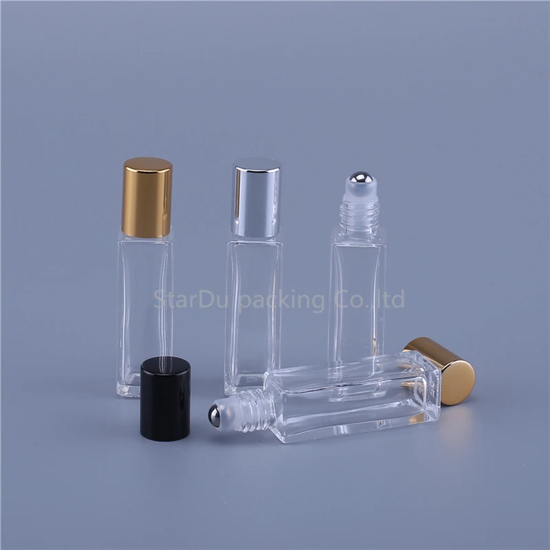 500 X 5ml 10ml Glass Roll On Bottle Square Vials With Stainless Steel Metal Roller Ball For Essential Oils Perfume Aromatherapy | Красота и