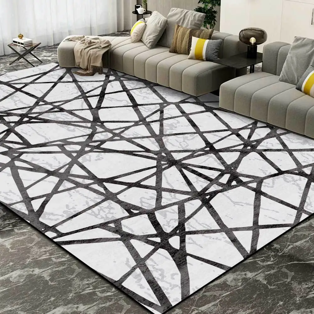 Fashion modern Nordic abstract black and white cross line living room bedroom bedside carpet mat customization
Fashion modern Nordic abstract black and white cross line living room bedroom bedside carpet mat customization