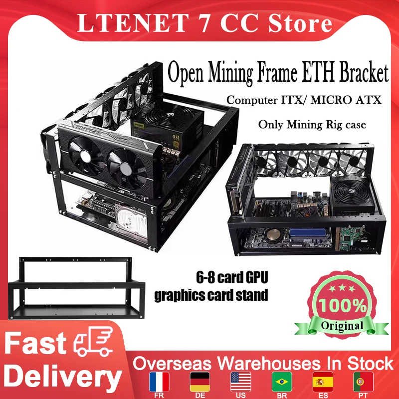 Open Mining Frame Thickened ETH Motherboard Bracket Fixing Frame 6/8 GPU Bitcoin Mining Rig Case Computer ITX/ MICRO ATX
Open Mining Frame Thickened ETH Motherboard Bracket Fixing Frame 6/8 GPU Bitcoin Mining Rig Case Computer ITX/ MICRO ATX