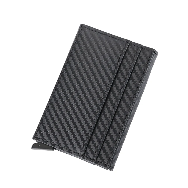 New RFID Blocking Slim Men's Credit Card Holder Minimalist Carbon Fiber Genuine Leather Aluminium Wallet with Elastic Band
New RFID Blocking Slim Men's Credit Card Holder Minimalist Carbon Fiber Genuine Leather Aluminium Wallet with Elastic Band