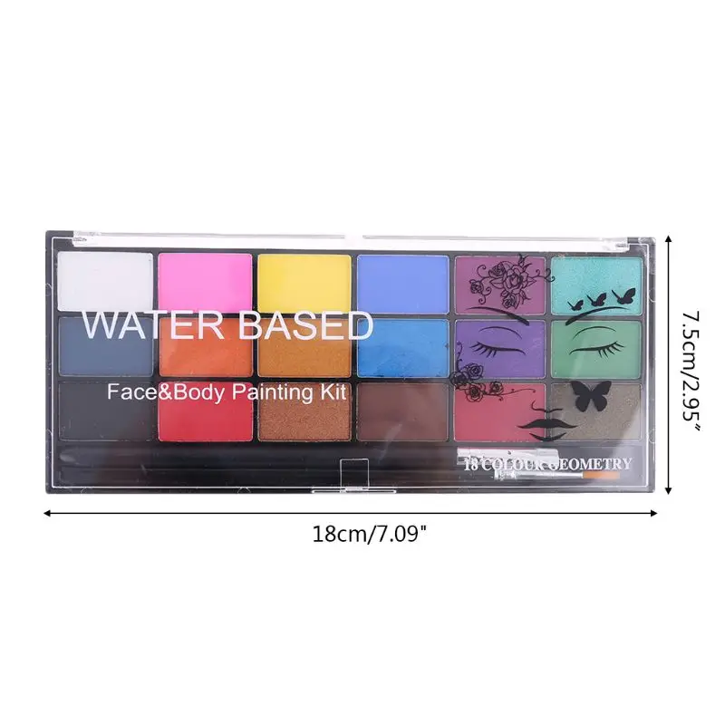 18 Colors Non-toxic Body Face Makeup Cosplay Pigment Devil with Brush Water Soluble Party Drawing Paint Art
18 Colors Non-toxic Body Face Makeup Cosplay Pigment Devil with Brush Water Soluble Party Drawing Paint Art