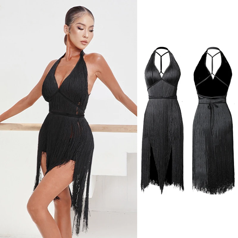 Sexy Latin Dance Dress Women Black Fringe Dress Backless Practice Clothes Samba Rumba Cha Cha Performance Dance Costume DNV15130
Sexy Latin Dance Dress Women Black Fringe Dress Backless Practice Clothes Samba Rumba Cha Cha Performance Dance Costume DNV15130