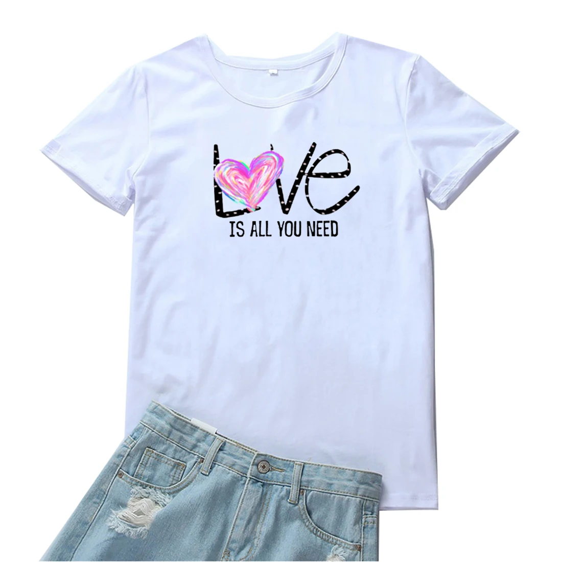 Женская Повседневная футболка Love Is All You Need, модная футболка с графическим принтом в виде сердца, женская футболка с круглым вырезом, одежда в...
Женская Повседневная футболка Love Is All You Need, модная футболка с графическим принтом в виде сердца, женская футболка с круглым вырезом, одежда в...