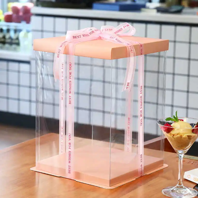 5Pcs/lot Transparent Pink Cake Gift Box for Artificial Teddy Bear Rose Clear PVC Square Cake Display Packaging boxes large
5Pcs/lot Transparent Pink Cake Gift Box for Artificial Teddy Bear Rose Clear PVC Square Cake Display Packaging boxes large