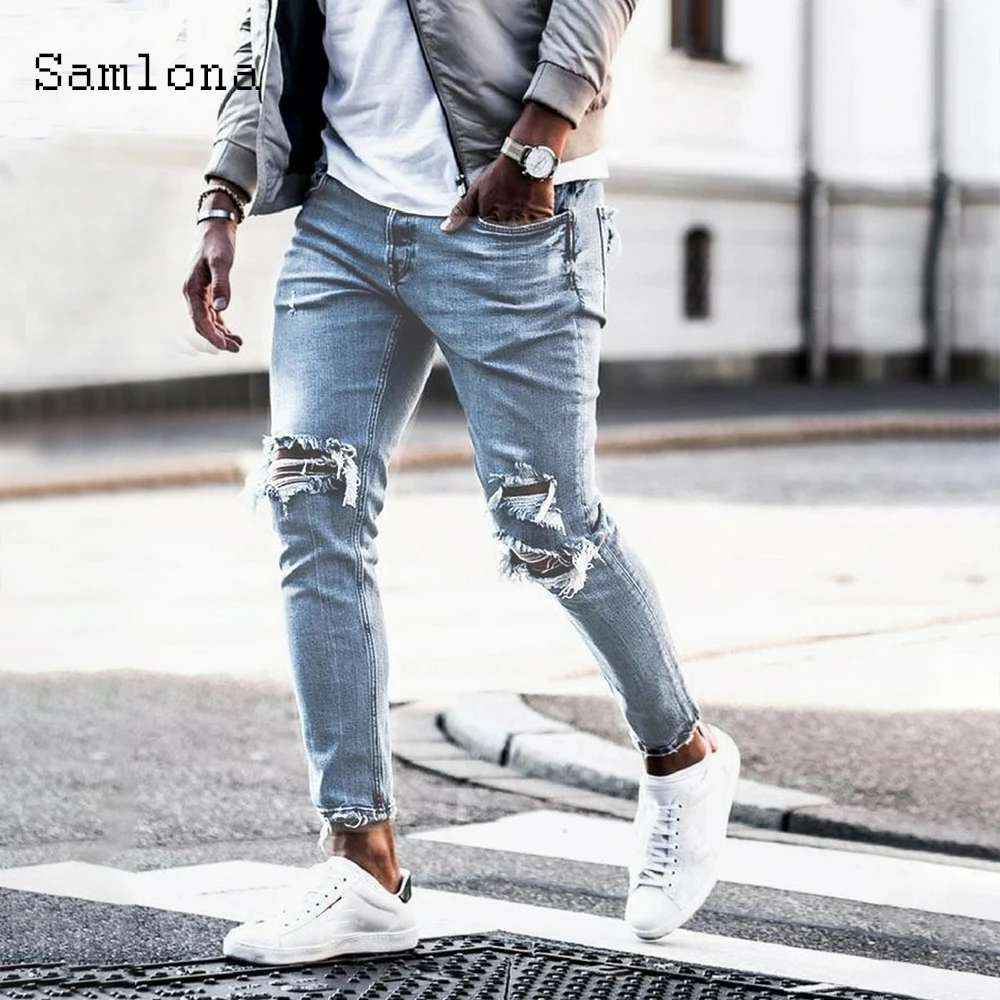 Fashion 2021 European and American style Demin Pants Men's Sexy Jeans Casual Skinny Light blue Biker Hip Hop Denim Trousers
Fashion 2021 European and American style Demin Pants Men's Sexy Jeans Casual Skinny Light blue Biker Hip Hop Denim Trousers