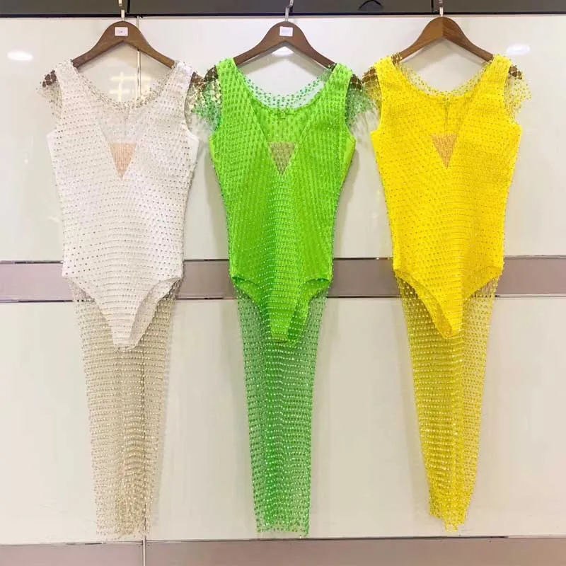 wholesale 2019 New 2 Piece Set White yellow green Bikini&Perspective mesh V-neck sexy Two-piece suit celebrity party dress
wholesale 2019 New 2 Piece Set White yellow green Bikini&Perspective mesh V-neck sexy Two-piece suit celebrity party dress