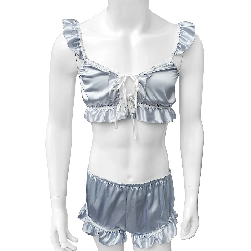 Sissy Lingerie Set Soft Shiny Satin Bra with Ruffled Bikini Briefs Sexy Underwear Mens Panties Nightwear Sleepwear Gay Lingerie
Sissy Lingerie Set Soft Shiny Satin Bra with Ruffled Bikini Briefs Sexy Underwear Mens Panties Nightwear Sleepwear Gay Lingerie