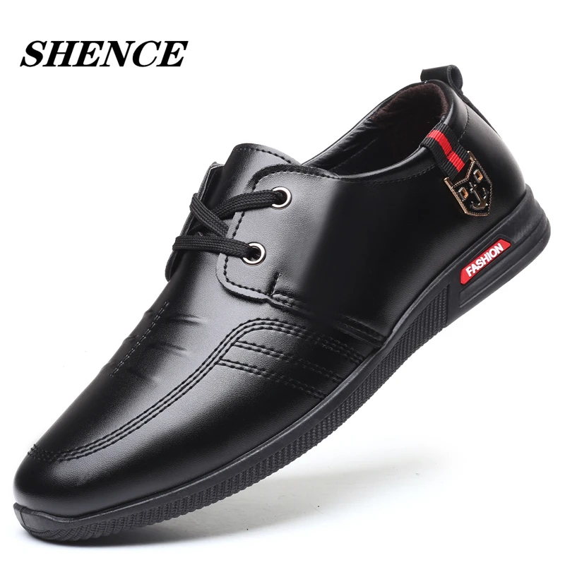Мужские кожаные туфли SHENCE, деловой стиль, Повседневная дышащая мягкая подошва, летняя черная кожаная обувь для мужчин
Мужские кожаные туфли SHENCE, деловой стиль, Повседневная дышащая мягкая подошва, летняя черная кожаная обувь для мужчин