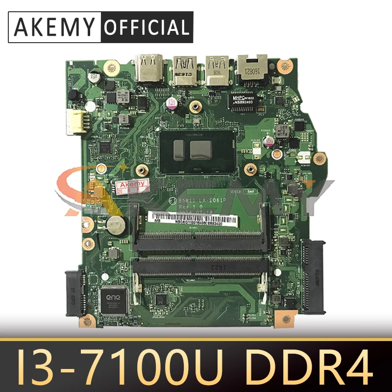 

LA-E061P Mainboard For Acer aspire ES1-572 laptop motherboard With I3-7100U CPU DDR4 NBGKQ11001 NB.GKQ11.001 B5W11 100% Tested