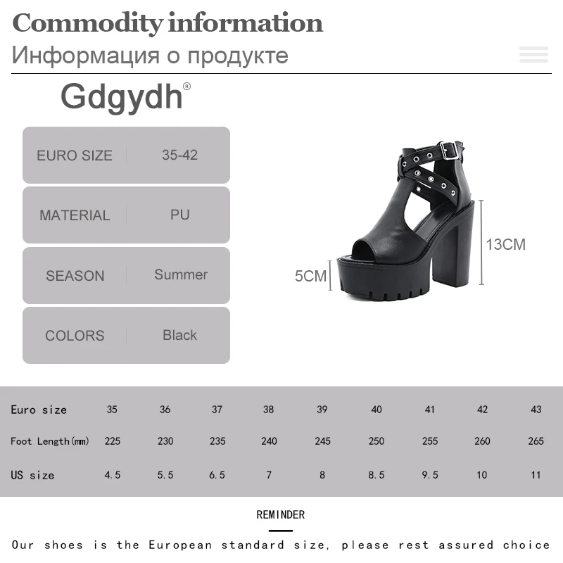 Gdgydh Platform Summer Sandals Women Thick Sole Catwalk Metal Rivet Peep Toe Sandals Hollow Out Black Leather Footwear On Sale
Gdgydh Platform Summer Sandals Women Thick Sole Catwalk Metal Rivet Peep Toe Sandals Hollow Out Black Leather Footwear On Sale