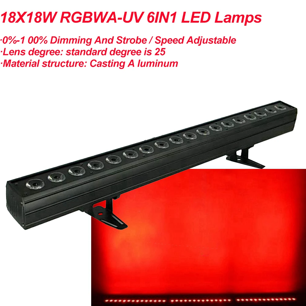 18X18W настенная шайба светодиодный RGBWA-UV 6в1 сценический светильник для бара