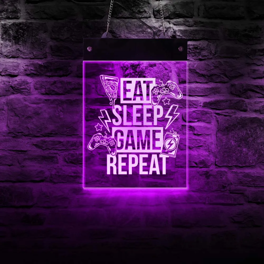 Eat Sleep Game Repeat LED Lamp Wall Sign Gamers Boy Room Lighting Wall Art Rectangle Hanging Board Gaming Electric Display Sign
Eat Sleep Game Repeat LED Lamp Wall Sign Gamers Boy Room Lighting Wall Art Rectangle Hanging Board Gaming Electric Display Sign