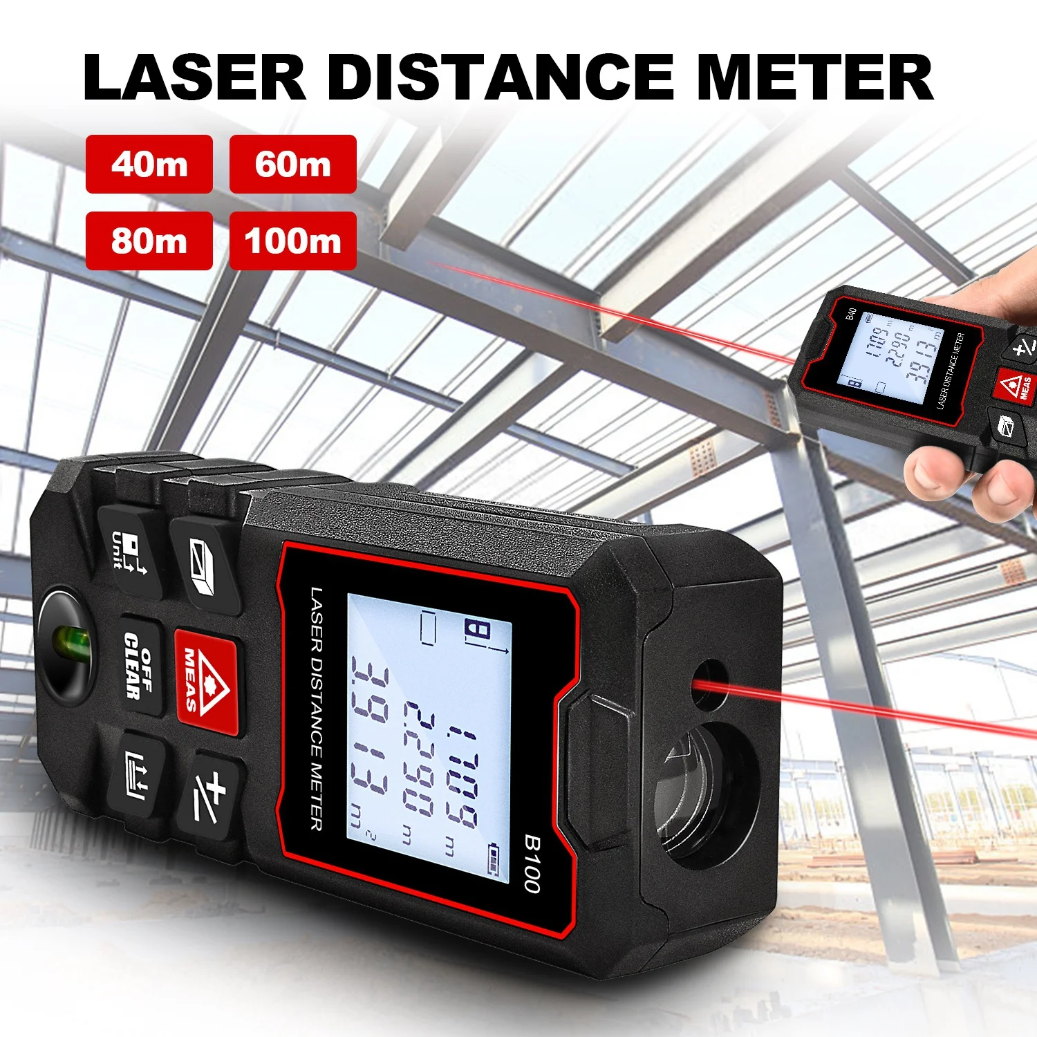 

GOXAWEE Laser Distance Meter 40M 60M 80M 100M Rangefinder Trena Laser Tape Range Finder Test Tool Measure Device Metro Laser