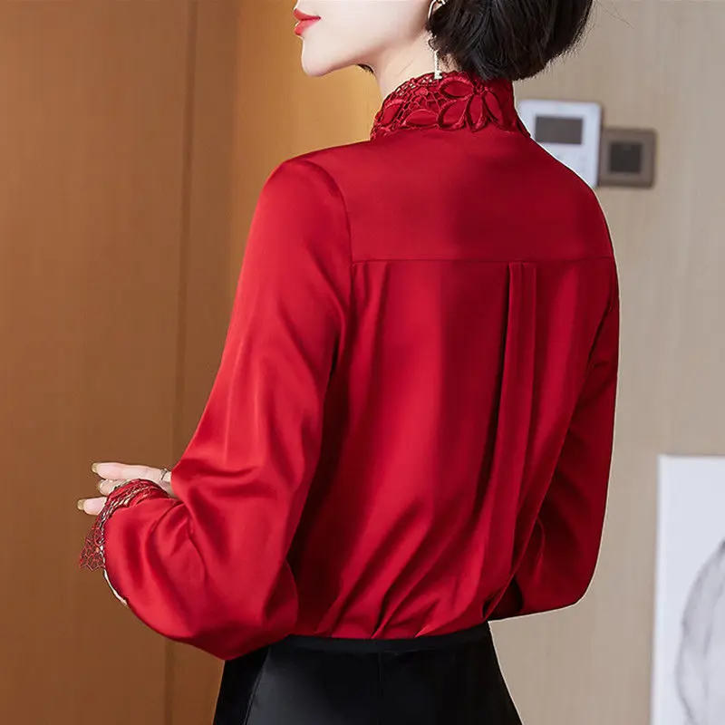 Fashion Womens Satin Blouse Celmia Autumn Long Sleeve Elegant Shirts Casual Office Imitation Silk Top Solid Hollow Blusas X286
Fashion Womens Satin Blouse Celmia Autumn Long Sleeve Elegant Shirts Casual Office Imitation Silk Top Solid Hollow Blusas X286