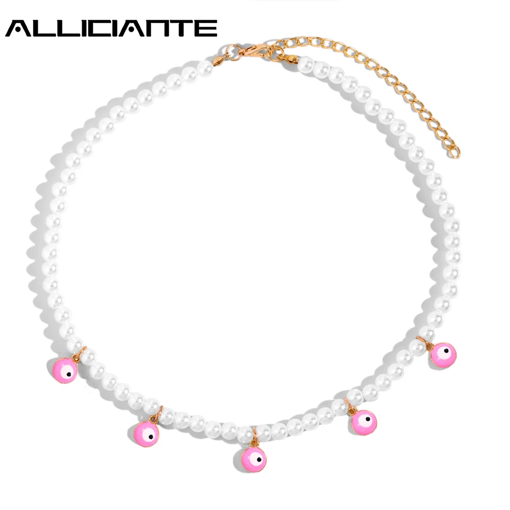 Boho Pink Evil Eye Imitation Pearl Beaded Necklace For Women Simple Femme Choker Tassel Eyes Charms Necklace Sweet Y2K Jewelry
Boho Pink Evil Eye Imitation Pearl Beaded Necklace For Women Simple Femme Choker Tassel Eyes Charms Necklace Sweet Y2K Jewelry