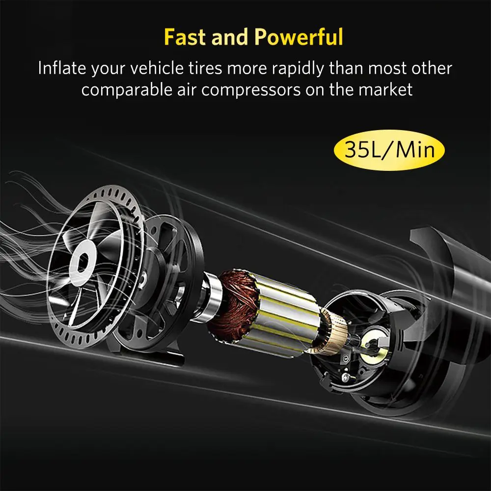 Portable 150 PSI Air Compressor Tire Inflator Car Tire Pump With Digital Pressure Gauge 12V DC Bright Emergency Flashlight
Portable 150 PSI Air Compressor Tire Inflator Car Tire Pump With Digital Pressure Gauge 12V DC Bright Emergency Flashlight