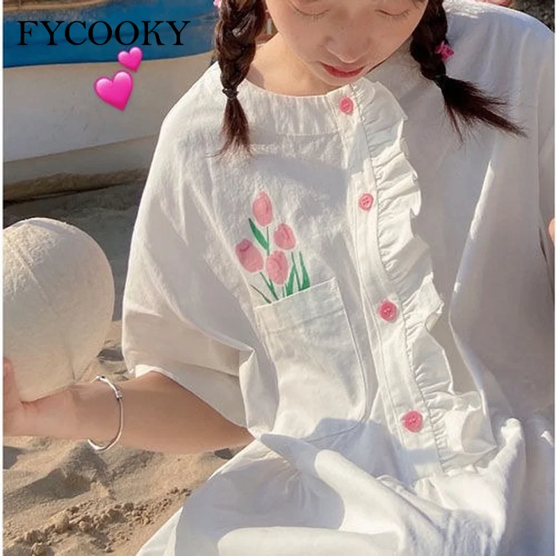 Korean Loose Pleated Dress Women Japanese Sweet Girl Cute O-neck White Dress 2021 Summer New Woman Clothing
Korean Loose Pleated Dress Women Japanese Sweet Girl Cute O-neck White Dress 2021 Summer New Woman Clothing