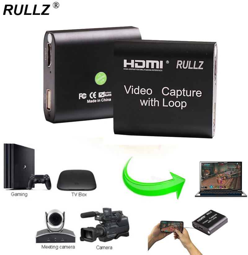 Rullz Loop out аудио видео устройство захвата HDMI карта 4K 1080P USB 2 0 игра Запись в прямом