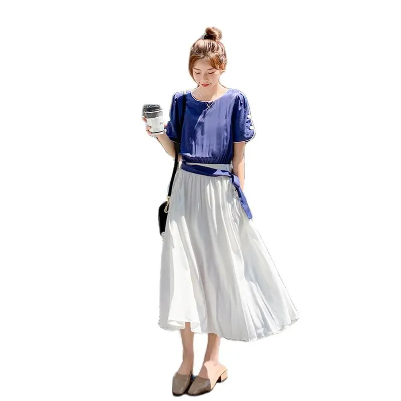 

Корейское французское нежное платье из двух частей с имитацией ветра, женские весенне-летние платья, красное элегантное тонкое платье сред...