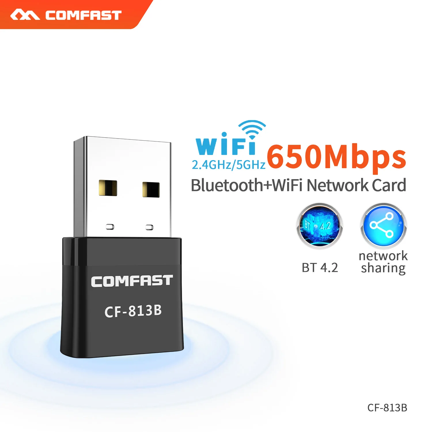 USB Bluetooth WiFi адаптер 5 ГГц двухдиапазонный 650 Мбит/с AC беспроводной приемник Мини