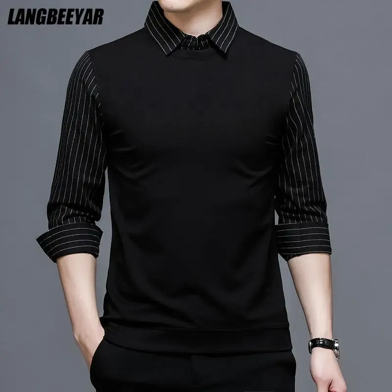 Top Grade Fake Two New Fashion Brand Slim Fit Black Striped Shirt For Men Fasion Long Sleeve Korean College Casual Mans Clothes
Top Grade Fake Two New Fashion Brand Slim Fit Black Striped Shirt For Men Fasion Long Sleeve Korean College Casual Mans Clothes