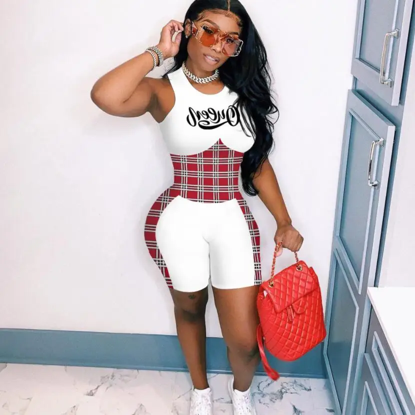 Letter Printing Sexy Jumpsuits Summer Round Neck Slim Sports Rompers Sleeveless Bodysuit Female Clothing Summer Shorts Jumpsuit
Letter Printing Sexy Jumpsuits Summer Round Neck Slim Sports Rompers Sleeveless Bodysuit Female Clothing Summer Shorts Jumpsuit
