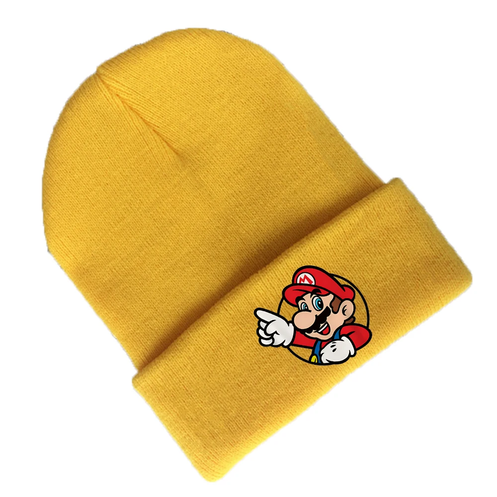 Шапка Марио Супер мультяшная детская вязаная шапка Брос теплая капюшон зимняя