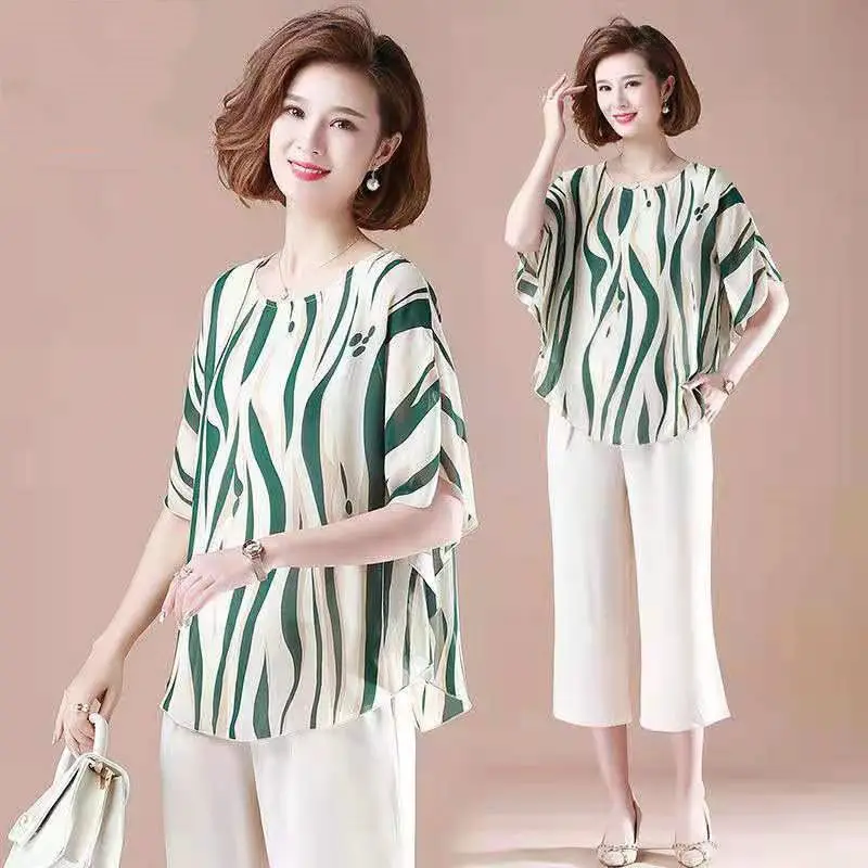 Wide Leg Pants Suits Female Sets Summer New Two-piece Set Womens Outfits Fashion Casual Chiffon Clothing Femme Mujer Y907
Wide Leg Pants Suits Female Sets Summer New Two-piece Set Womens Outfits Fashion Casual Chiffon Clothing Femme Mujer Y907