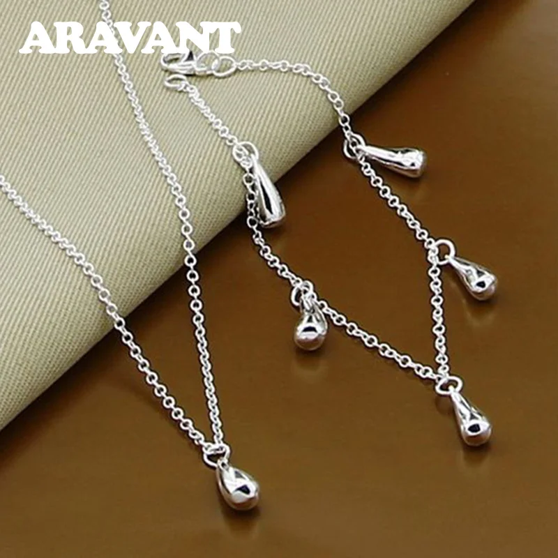 925 Silver Water Drop Necklaces Charm Bracelets Sets For Women Wedding Jewelry Party Gifts
925 Silver Water Drop Necklaces Charm Bracelets Sets For Women Wedding Jewelry Party Gifts