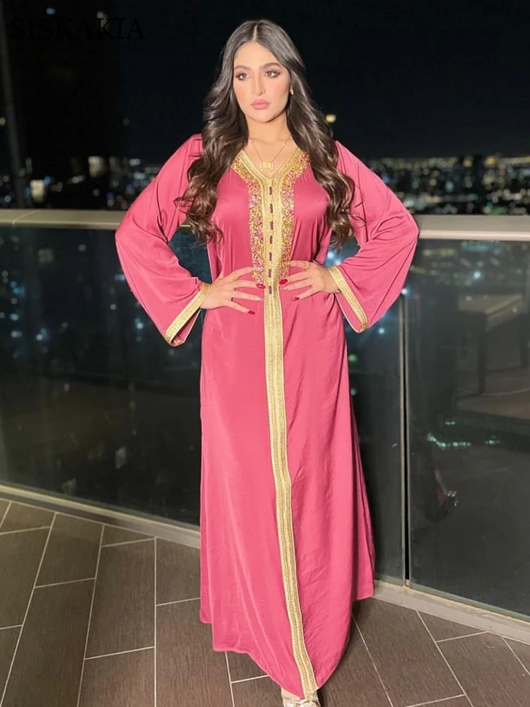 2021Ramadan Eid Pink Maxi Dress For Women Modest Muslim Turkey Arabic Dubai Diamond Ribbon V Neck Long Sleeve Jalabiya 2021
2021Ramadan Eid Pink Maxi Dress For Women Modest Muslim Turkey Arabic Dubai Diamond Ribbon V Neck Long Sleeve Jalabiya 2021