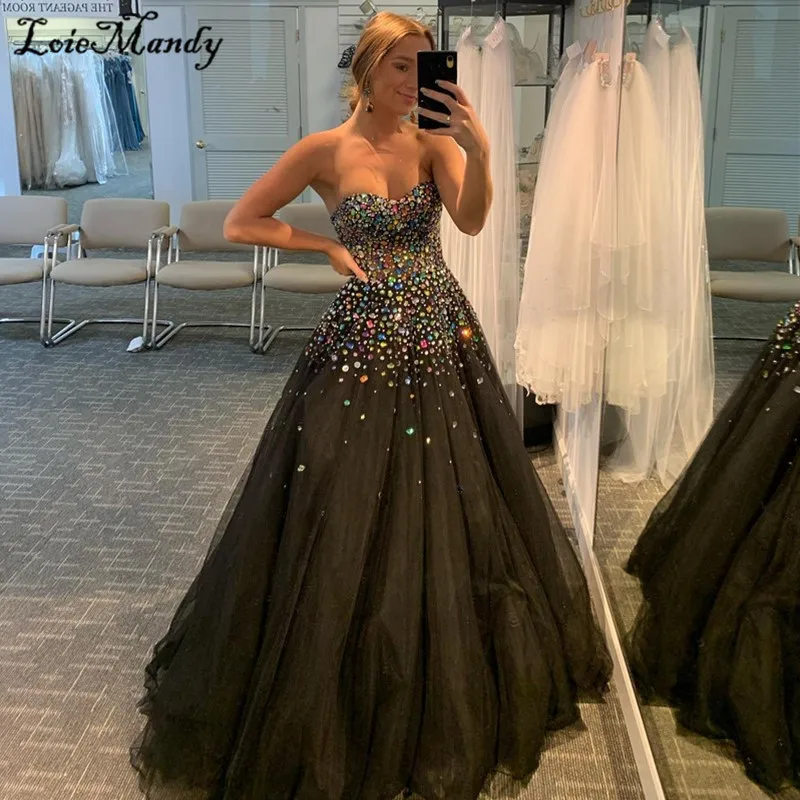 Black Tulle Evening Dresses Long 2022 Sweetheart Shining Crystal Celebrity Dress Party For Women Formal Plus Size Robe de soiree
Black Tulle Evening Dresses Long 2022 Sweetheart Shining Crystal Celebrity Dress Party For Women Formal Plus Size Robe de soiree