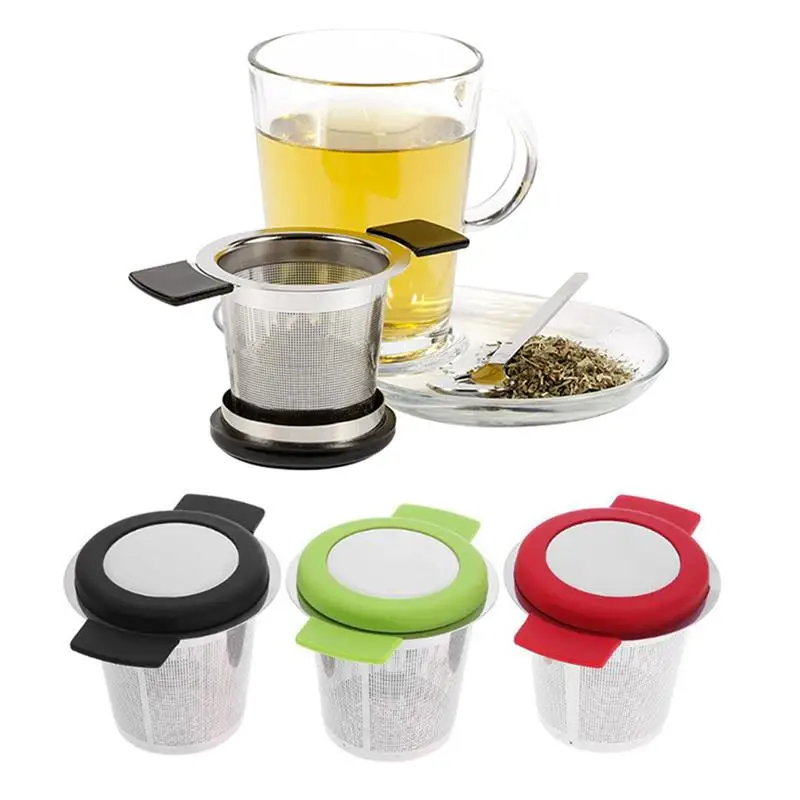 

Stainless Steel Reusable Tea Infuser Basket Fine Mesh Tea Strainer With Handles Lid Tea and Coffee Filters for Loose Tea Leaf