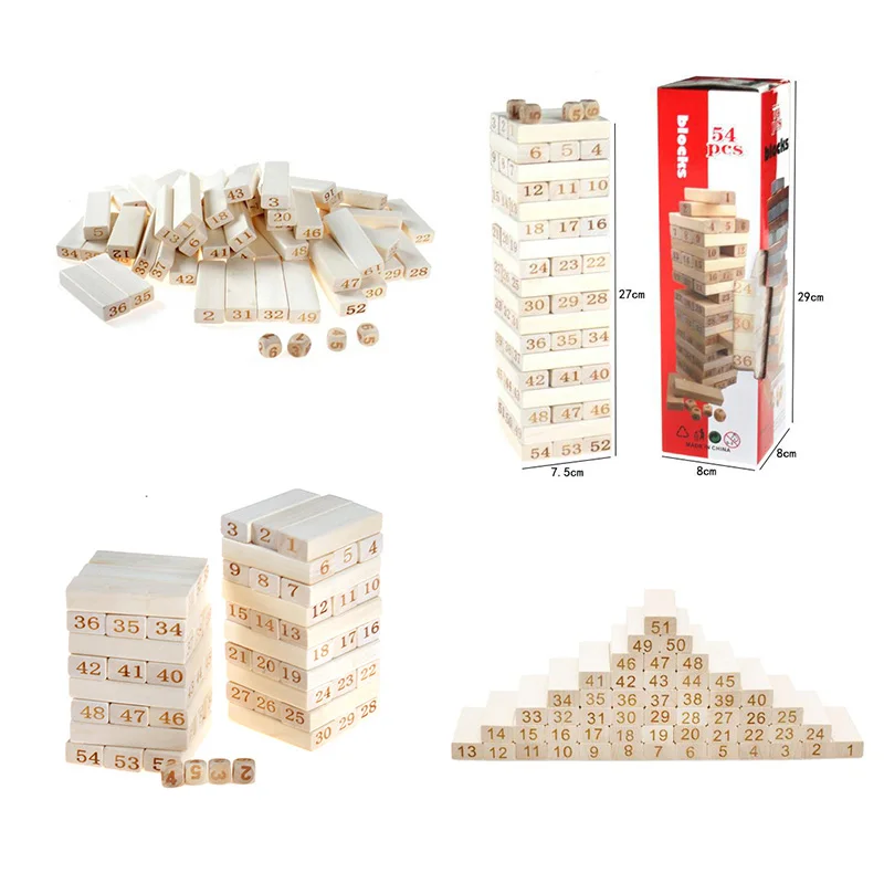 54 шт./компл. строительные блоки игрушка деревянная башня Деревянный домино