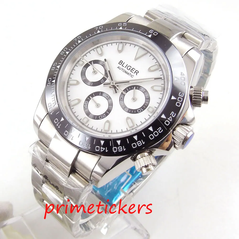 Automatic men's watch 39mm white dial sapphire glass luxury date and week indicator function mental strap black bezel
Automatic men's watch 39mm white dial sapphire glass luxury date and week indicator function mental strap black bezel