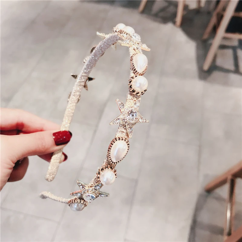 New Pentagram Crystal Pearl Hair Band Fashion Headwear For Girl Women Handmade Pearl Flower Headband Accessories
New Pentagram Crystal Pearl Hair Band Fashion Headwear For Girl Women Handmade Pearl Flower Headband Accessories