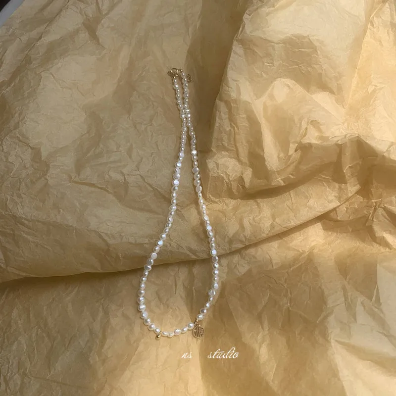 Good Luck! Blessing Card Golden Bean 14K Gilded Natural Baroque Pearl Necklace High-Grade Niche Clavicle Chain Female
Good Luck! Blessing Card Golden Bean 14K Gilded Natural Baroque Pearl Necklace High-Grade Niche Clavicle Chain Female