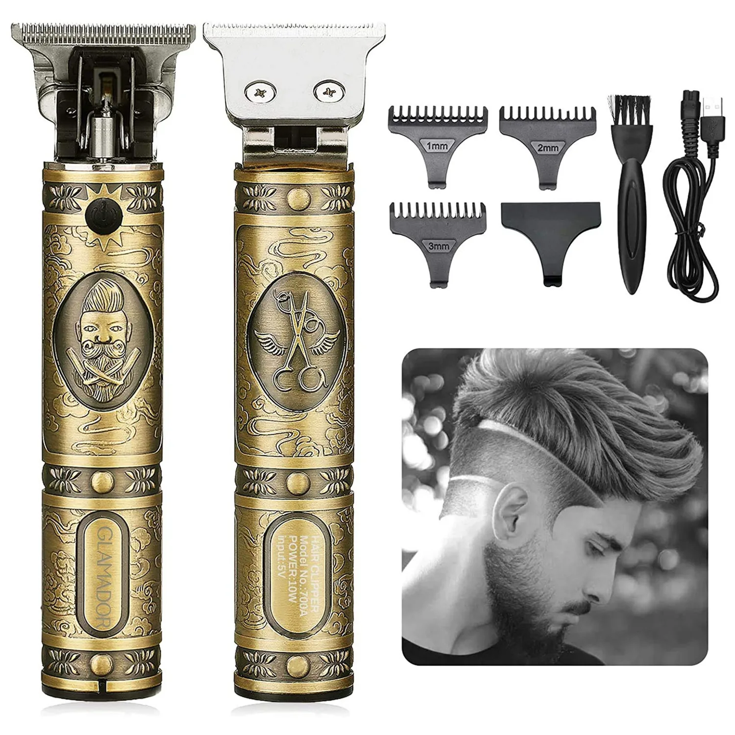 New men's electric beard trimmer, professional maid, portable USB charging beard beauty razor, home use, with 3 restriction comb
New men's electric beard trimmer, professional maid, portable USB charging beard beauty razor, home use, with 3 restriction comb