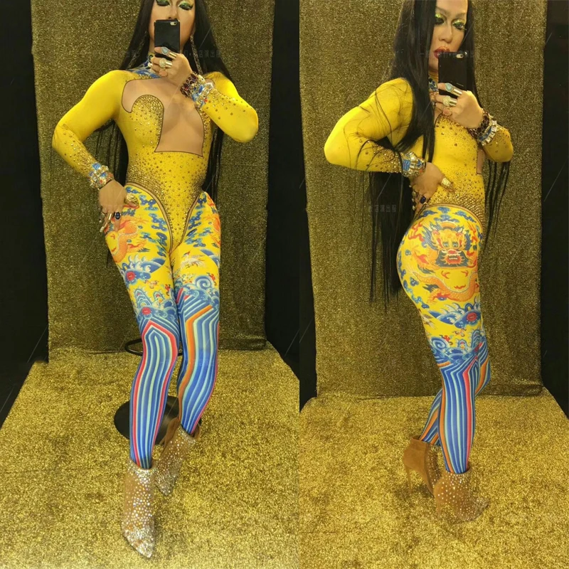 Nightclub Party Chinese Style Dragon Printed Jumpsuit Sexy Festival Outfits Men/Women Gogo Dancer Singer Stage Costume DNV15077
Nightclub Party Chinese Style Dragon Printed Jumpsuit Sexy Festival Outfits Men/Women Gogo Dancer Singer Stage Costume DNV15077
