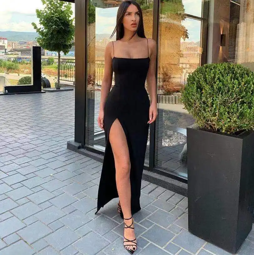 Summer Women's Midi Dress 2021 Spaghetti Strap Party Sexy Slit Sleeveless Luxury Long Dress Vintage Vestido De Mujer
Summer Women's Midi Dress 2021 Spaghetti Strap Party Sexy Slit Sleeveless Luxury Long Dress Vintage Vestido De Mujer
