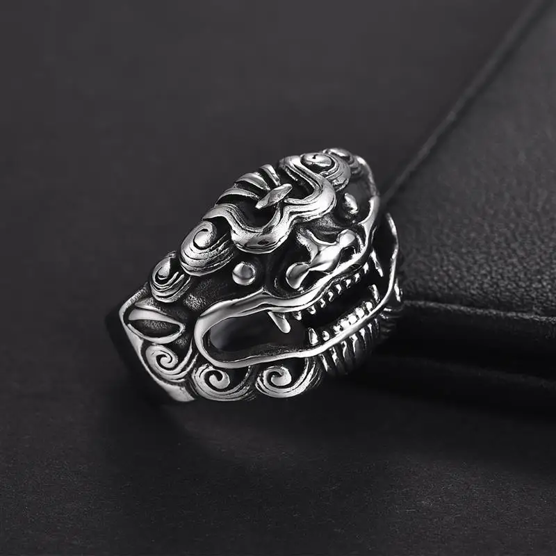 Фото Кольцо с единорогом на удачу кольцо из титановой стали китайским - купить