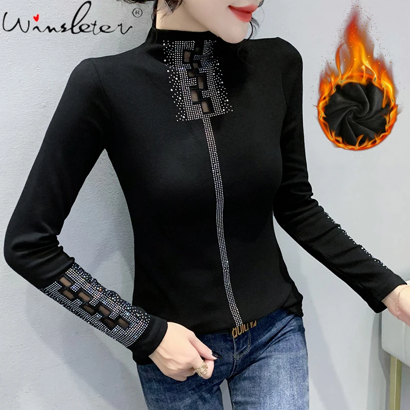 MadBlack Fall Winter Korean Clothes Cotton Thick T-Shirt Chic Sexy Patchwork Hollow Out Diamonds Women Tops Lady Tees T1N007A
MadBlack Fall Winter Korean Clothes Cotton Thick T-Shirt Chic Sexy Patchwork Hollow Out Diamonds Women Tops Lady Tees T1N007A