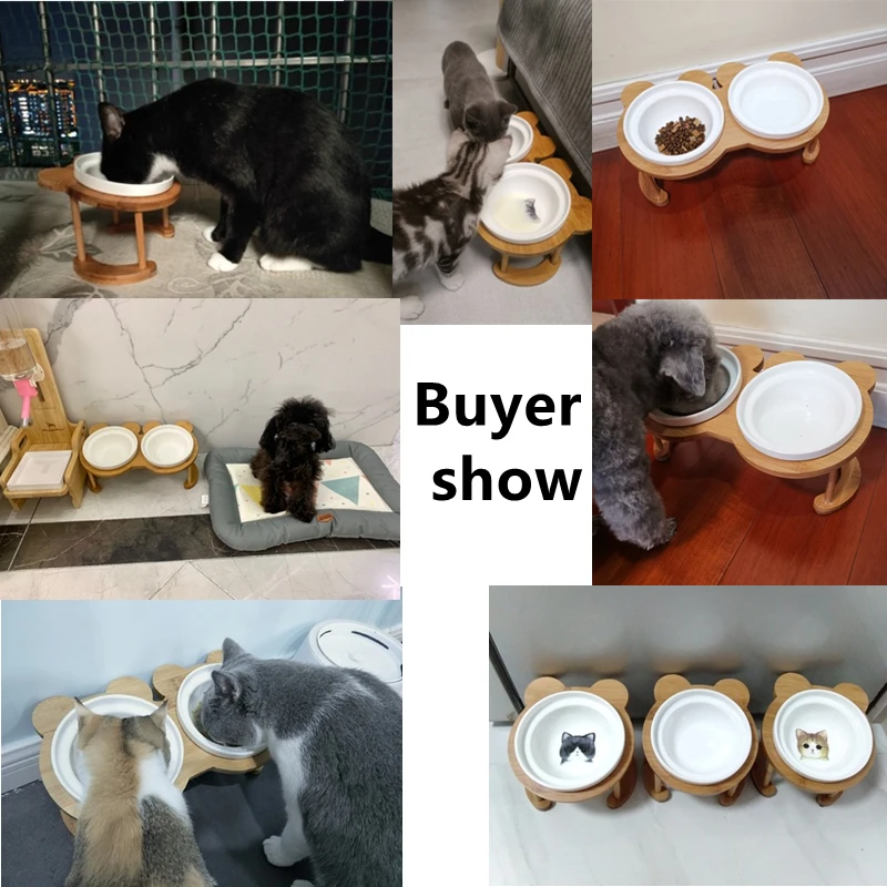 Pet Wooden Tilted Cat Feeders Pet Anti-slip Double Ceramic Bowl Cat Dish with Slope Base Lovely Dog Bowls Bamboo Stand
Pet Wooden Tilted Cat Feeders Pet Anti-slip Double Ceramic Bowl Cat Dish with Slope Base Lovely Dog Bowls Bamboo Stand
