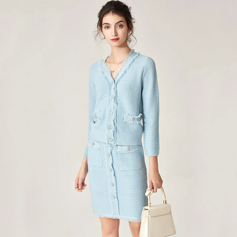 Skirt suit 2021 spring and summer two piece sweater with foreign style and age reducing temperament
Skirt suit 2021 spring and summer two piece sweater with foreign style and age reducing temperament