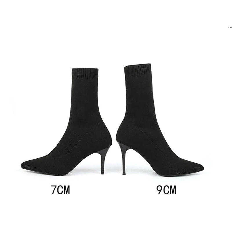 MCCKLE / женские носки сапоги женская зимняя обувь на высоком каблуке мягкие вязаные