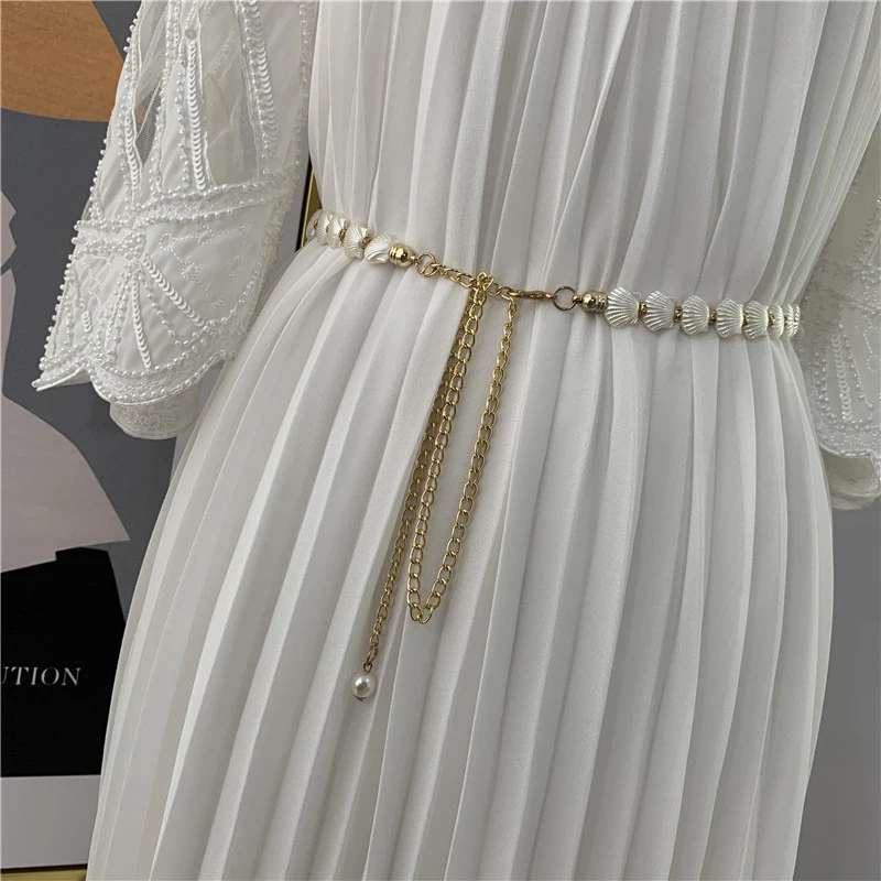 Pearl shell Women Dress Belt Apparel Accessories Beautiful And Romantic Fancy Design Clasp Waistband Shellfish Chain
Pearl shell Women Dress Belt Apparel Accessories Beautiful And Romantic Fancy Design Clasp Waistband Shellfish Chain
